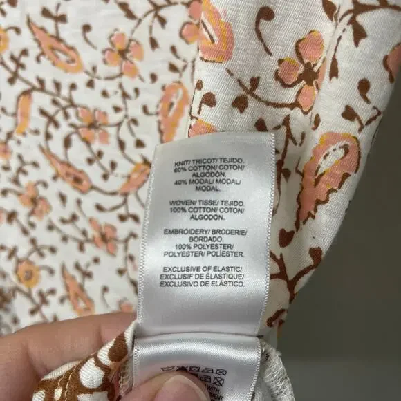 Lucky Brand Cream Floral Sleeveless Tank Top - Size S - Picture 3 of 4